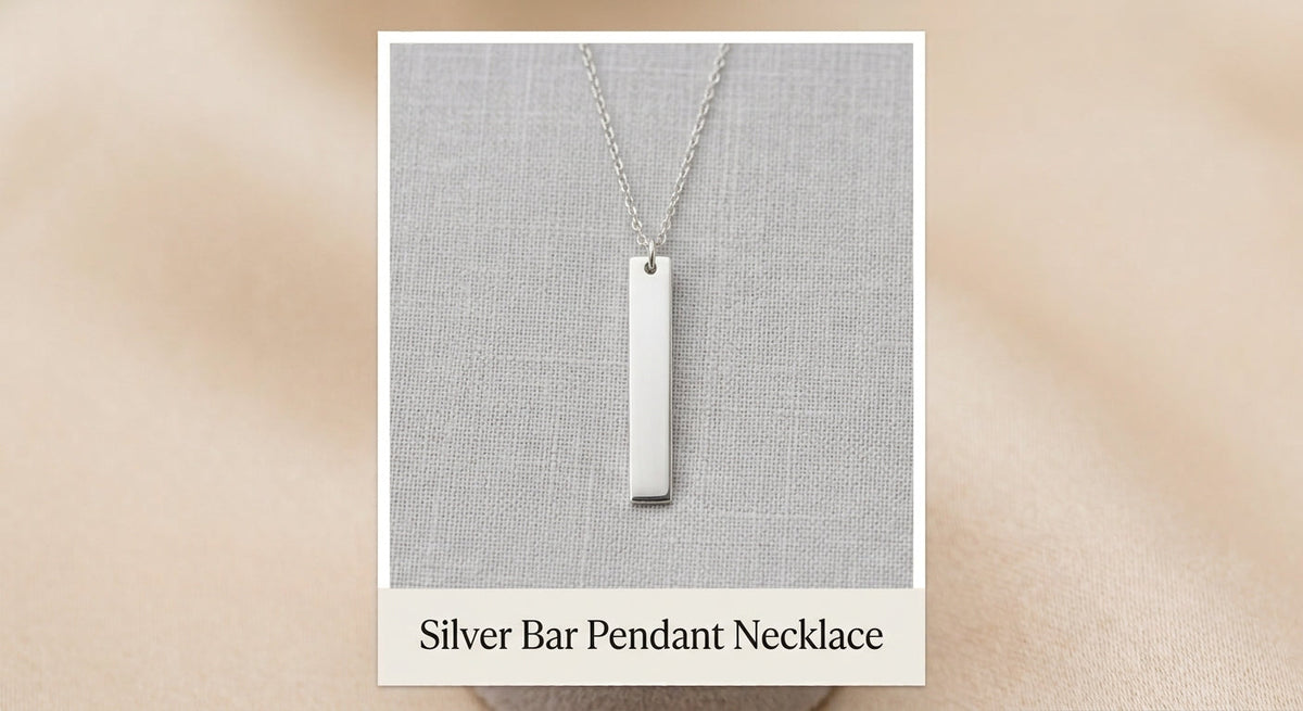 Silver Bar Pendant Necklace